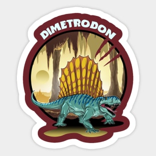 Dimetrodon Prehistoric Design With Background Sticker